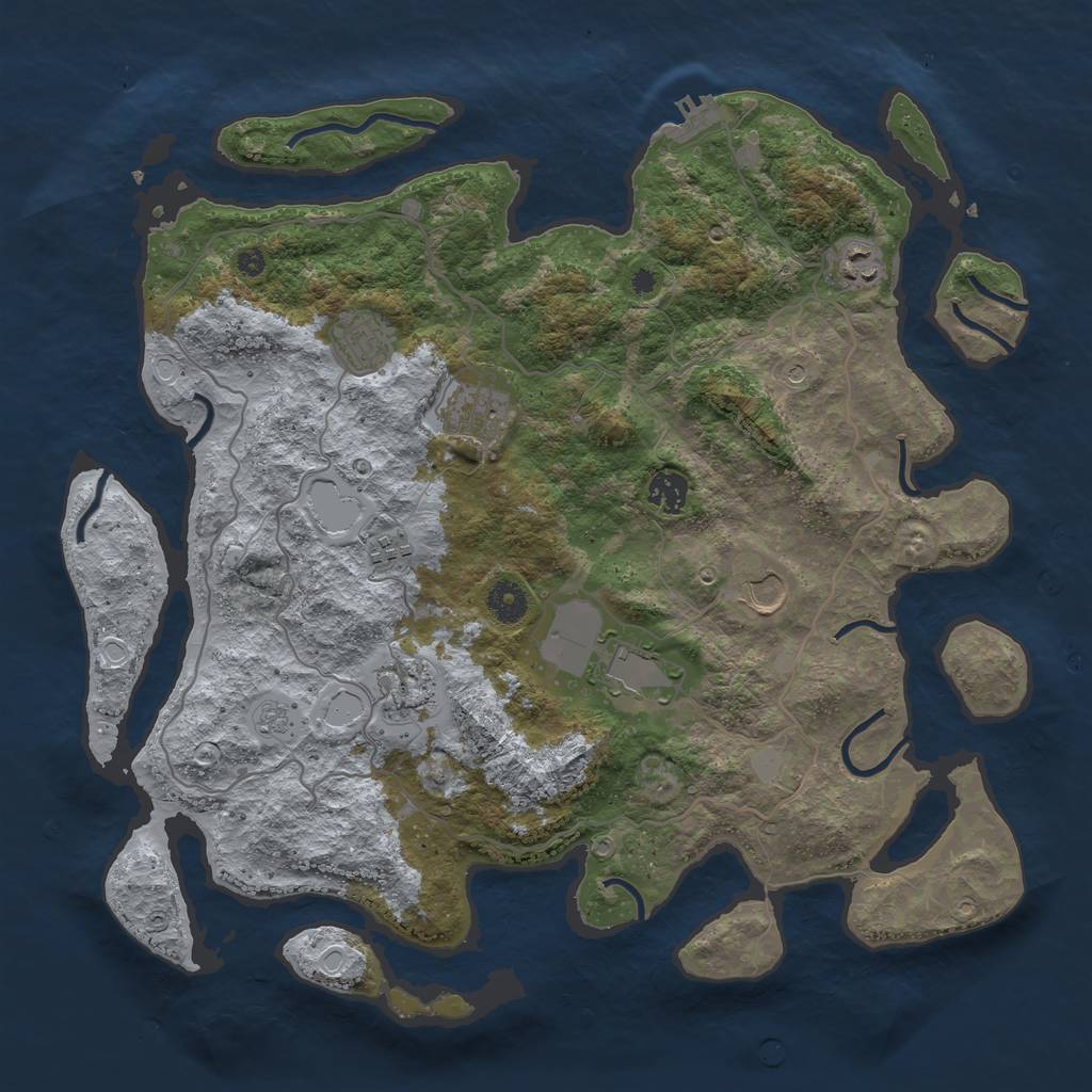 Rust Map: Procedural Map, Size: 4000, Seed: 1452, 16 Monuments