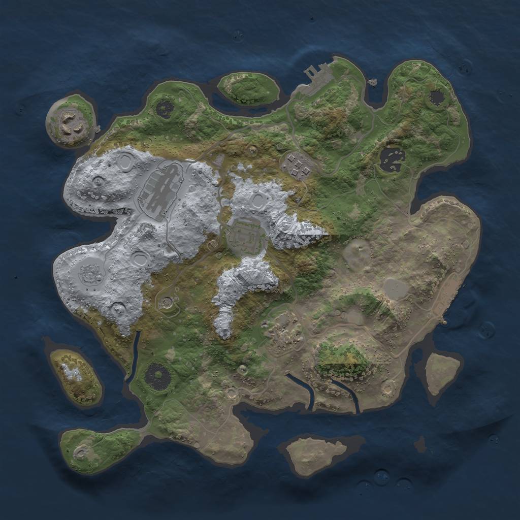 Rust Map: Procedural Map, Size: 3000, Seed: 3594716, 13 Monuments