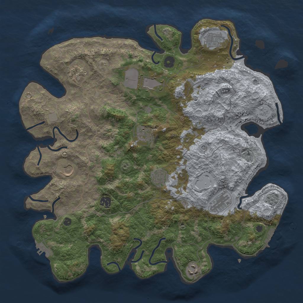 Rust Map: Procedural Map, Size: 4000, Seed: 461820, 19 Monuments