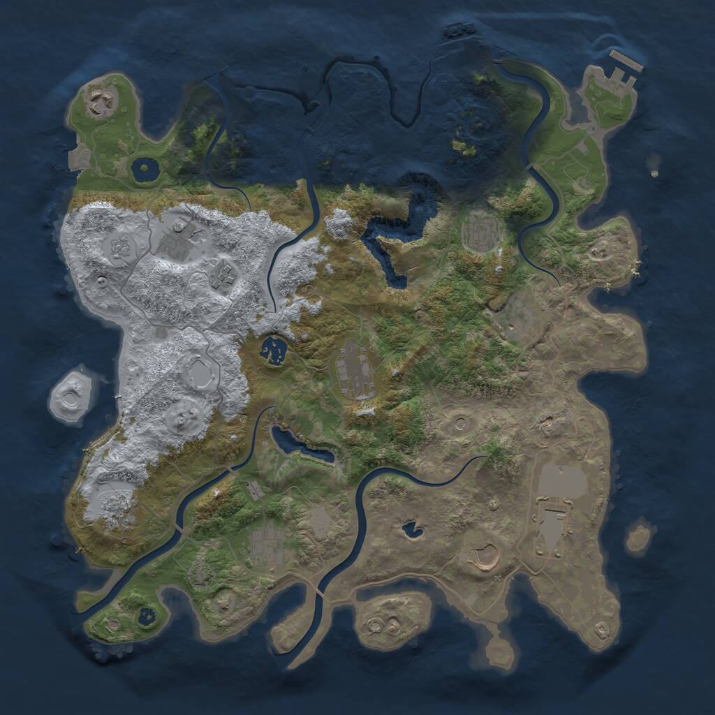 Rust Map: Procedural Map, Size: 4000, Seed: 8189, 17 Monuments