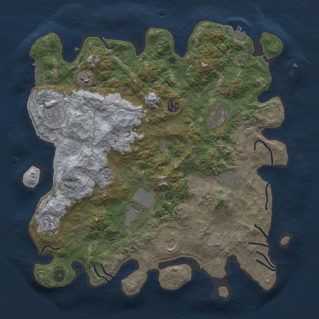 Rust Map: Procedural Map, Size: 4000, Seed: 8189, 18 Monuments
