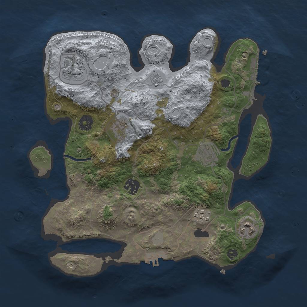 Rust Map: Procedural Map, Size: 3000, Seed: 23676, 14 Monuments