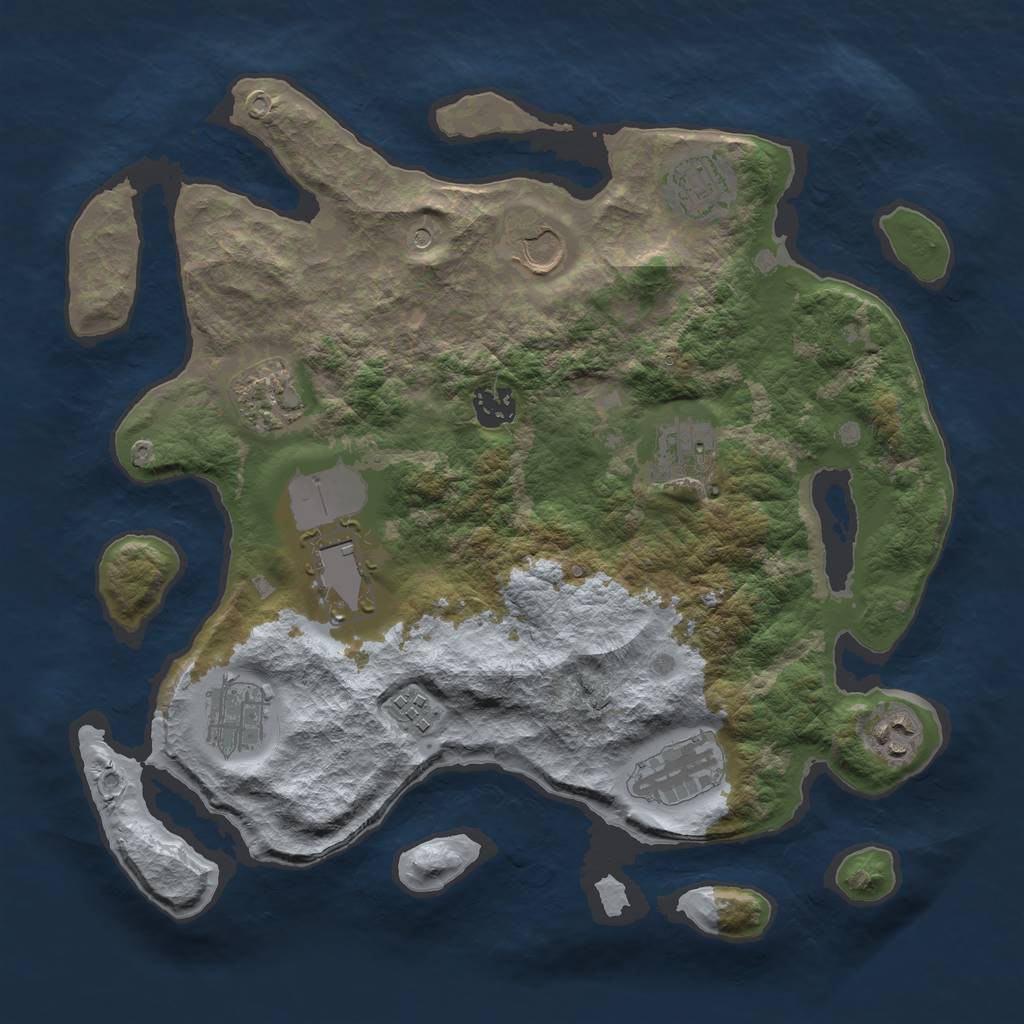 Rust Map: Barren, Size: 3500, Seed: 367252238, 13 Monuments