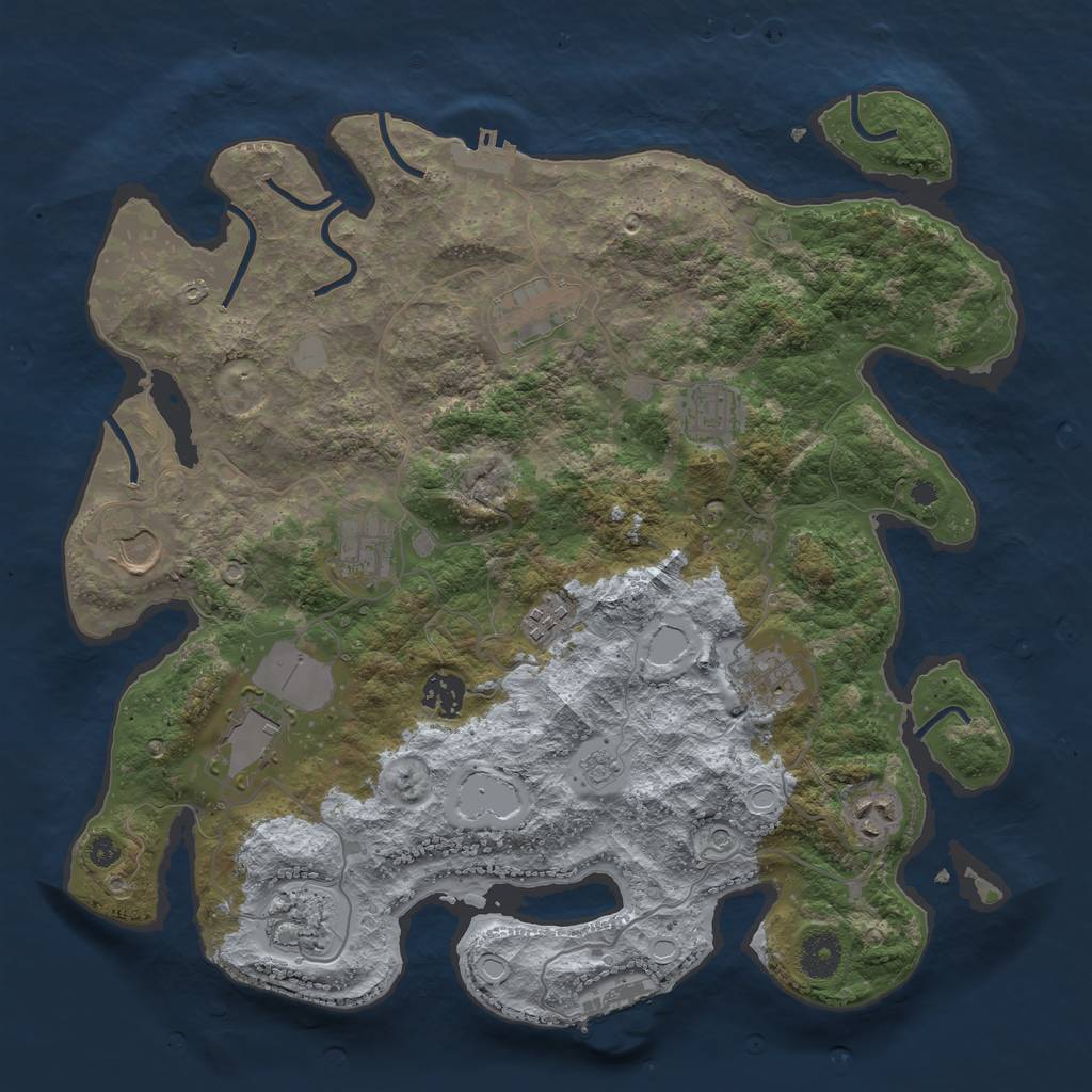 Rust Map: Procedural Map, Size: 3700, Seed: 1721198446, 19 Monuments