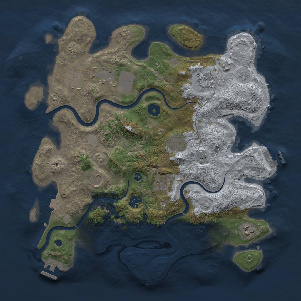 Rust Map: Procedural Map, Size: 3650, Seed: 1713176740, 15 Monuments