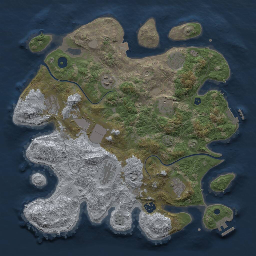 Rust Map: Procedural Map, Size: 3600, Seed: 841670798, 15 Monuments