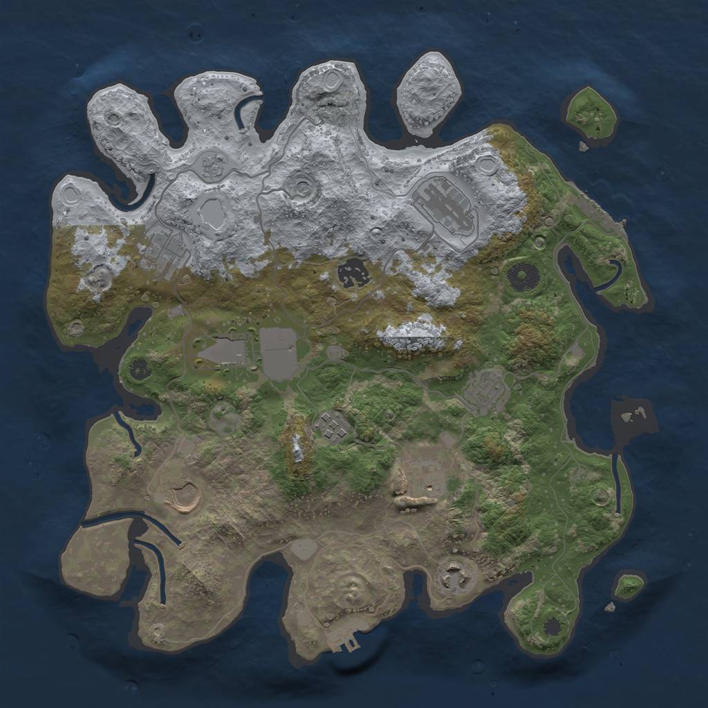 Rust Map: Procedural Map, Size: 3500, Seed: 594127344, 18 Monuments