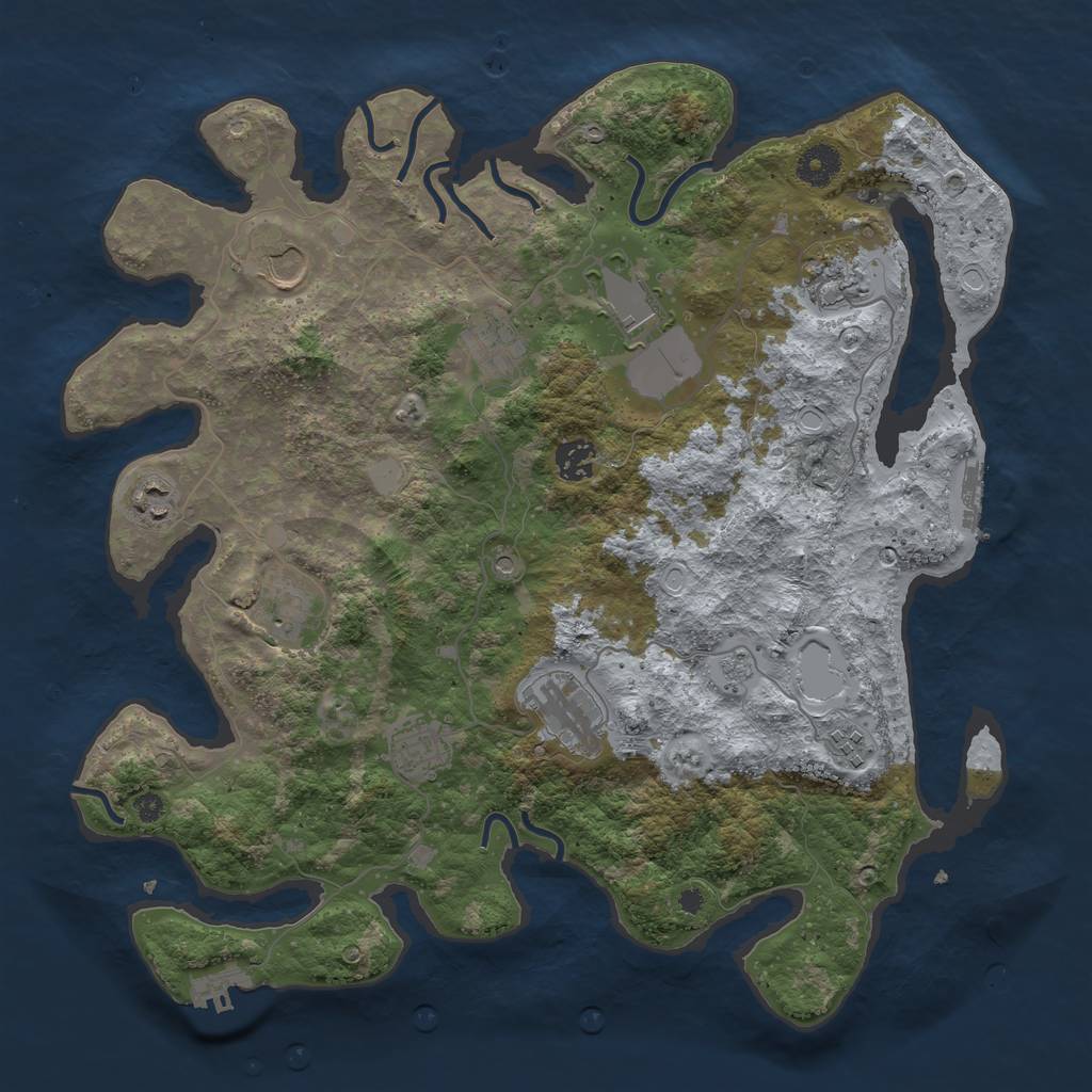 Rust Map: Procedural Map, Size: 3850, Seed: 1102626376, 19 Monuments