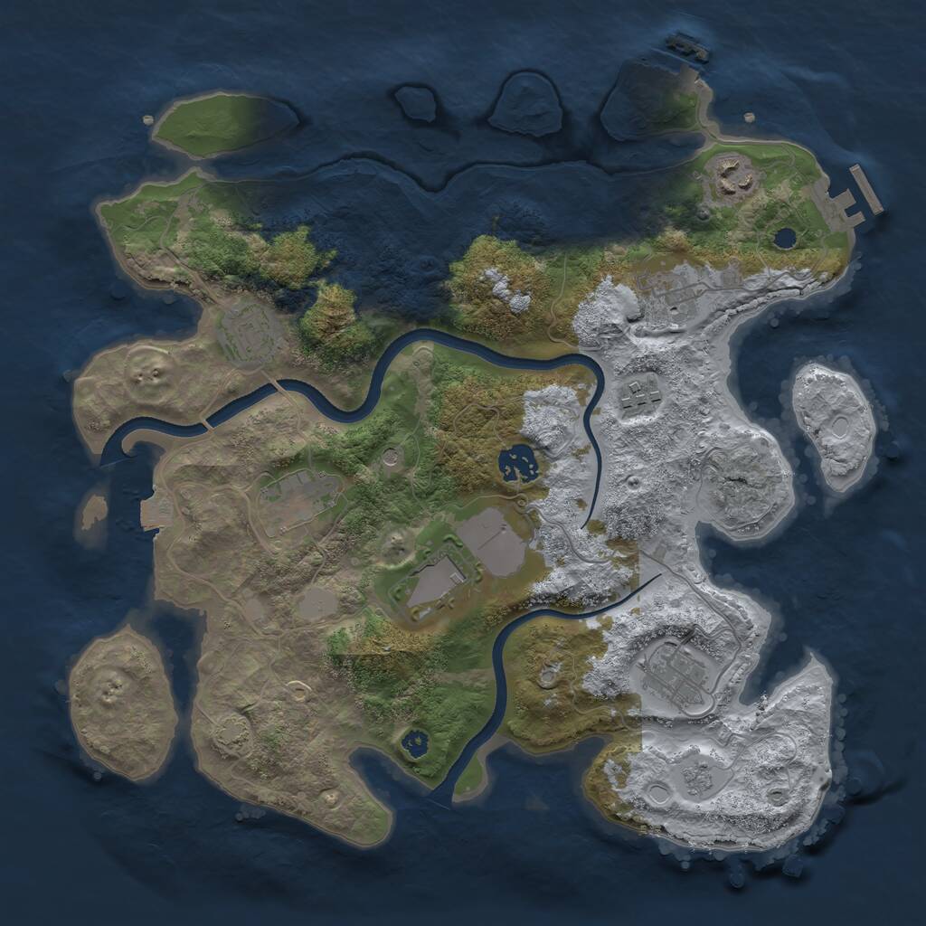 Rust Map: Procedural Map, Size: 3500, Seed: 321638125, 14 Monuments