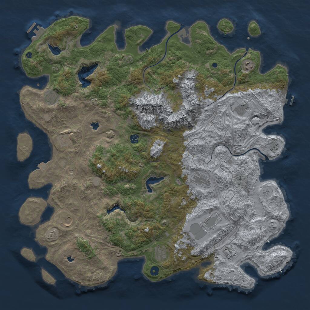 Rust Map: Procedural Map, Size: 5000, Seed: 1884243216, 17 Monuments