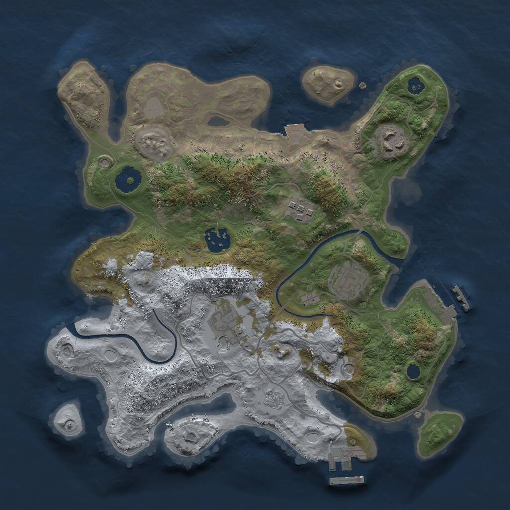 Rust Map: Procedural Map, Size: 3000, Seed: 1095674700, 10 Monuments