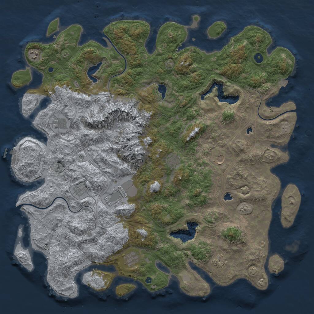 Rust Map: Procedural Map, Size: 5000, Seed: 133456789, 14 Monuments