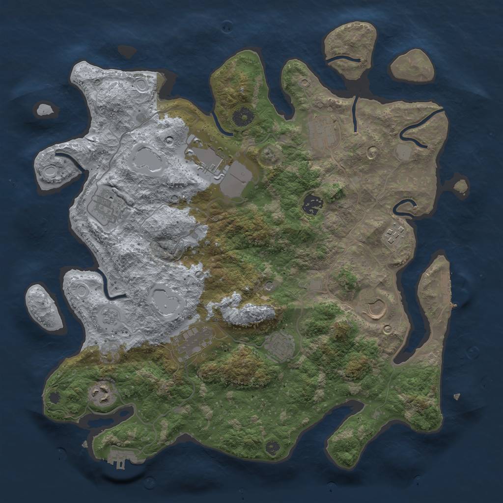 Rust Map: Procedural Map, Size: 3750, Seed: 24721, 18 Monuments