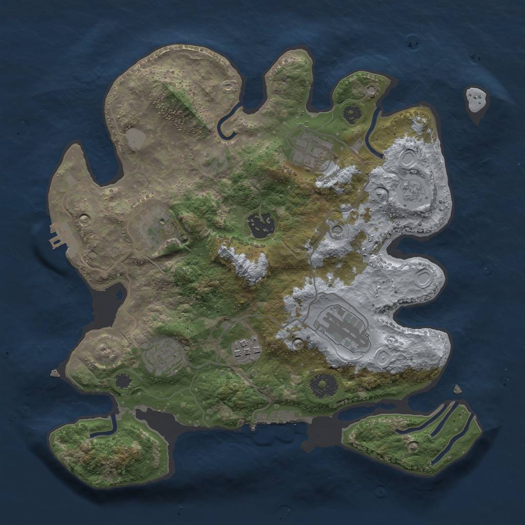 Rust Map: Procedural Map, Size: 3000, Seed: 102020, 15 Monuments