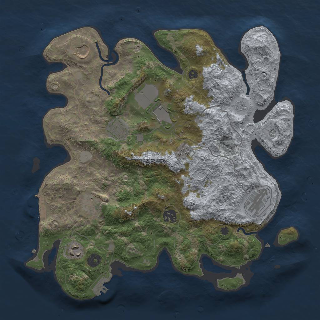 Rust Map: Procedural Map, Size: 3500, Seed: 2080483507, 17 Monuments