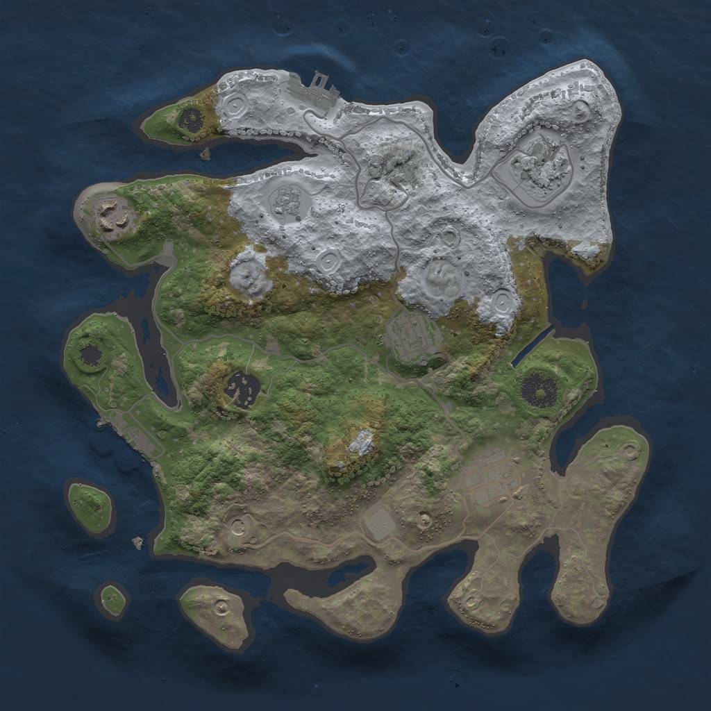 Rust Map: Procedural Map, Size: 3000, Seed: 10253, 12 Monuments