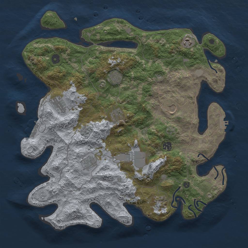 Rust Map: Procedural Map, Size: 4000, Seed: 34534729, 17 Monuments