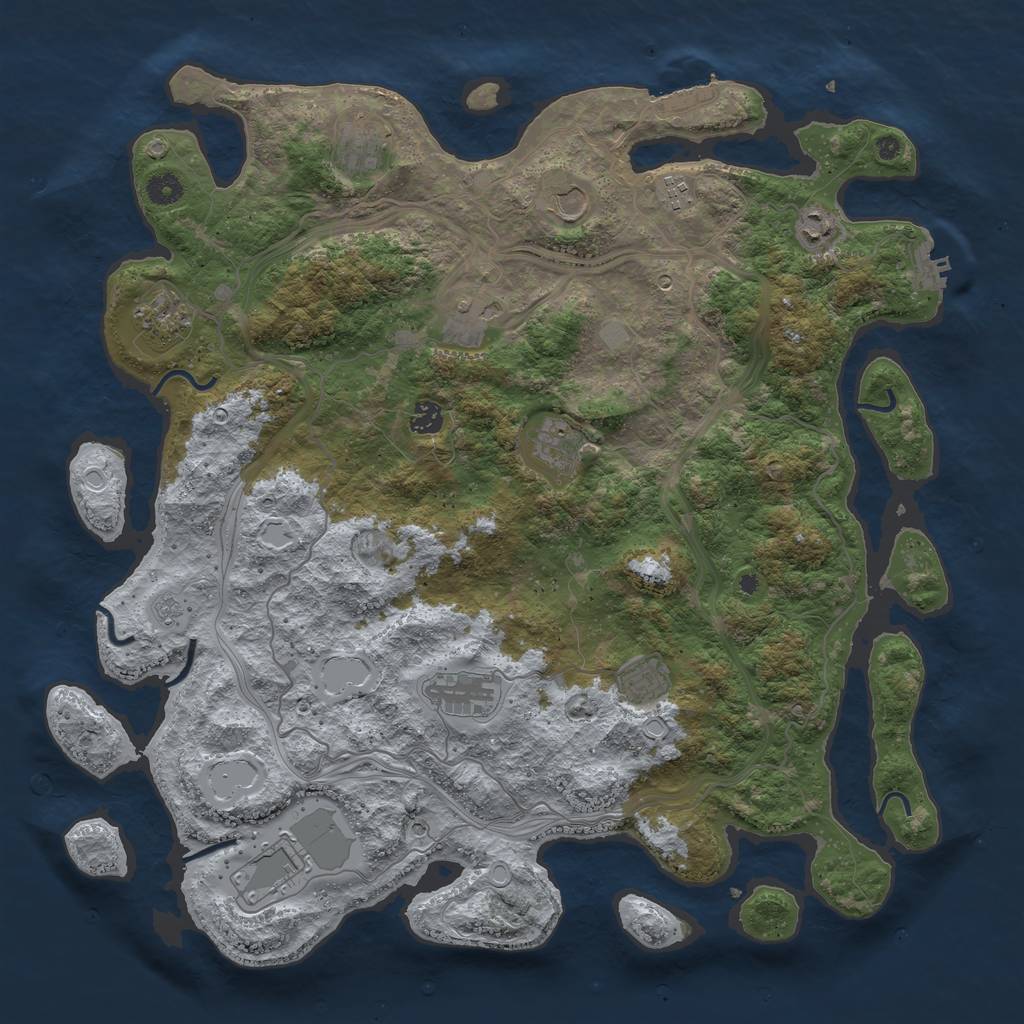 Rust Map: Procedural Map, Size: 4500, Seed: 1577536051, 20 Monuments