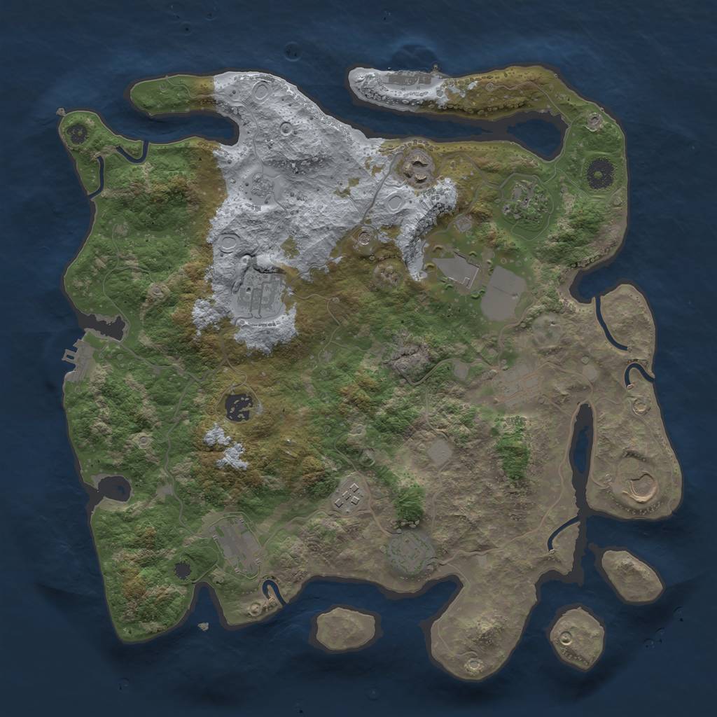 Rust Map: Procedural Map, Size: 3700, Seed: 1156549553, 19 Monuments