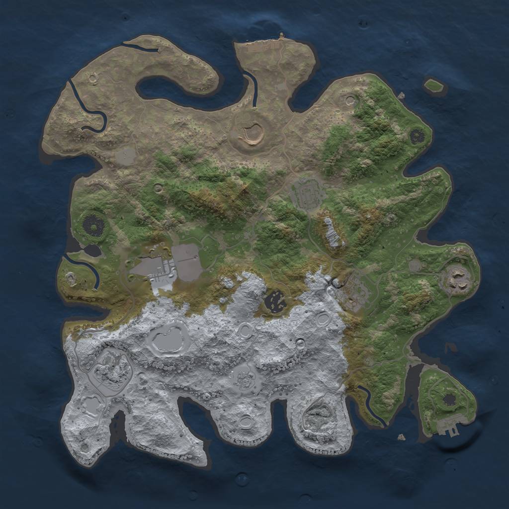 Rust Map: Procedural Map, Size: 3500, Seed: 1157403868, 16 Monuments