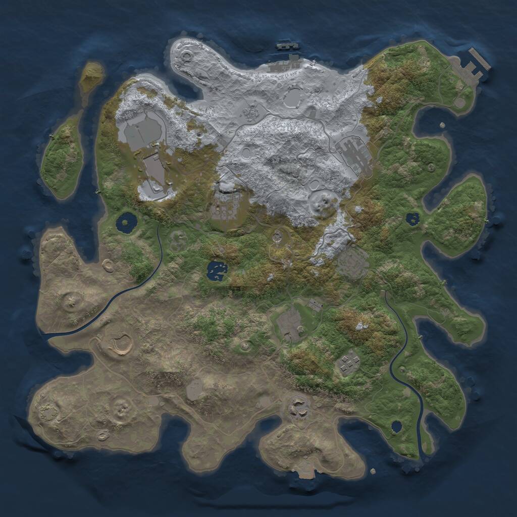 Rust Map: Procedural Map, Size: 3750, Seed: 1254298408, 15 Monuments