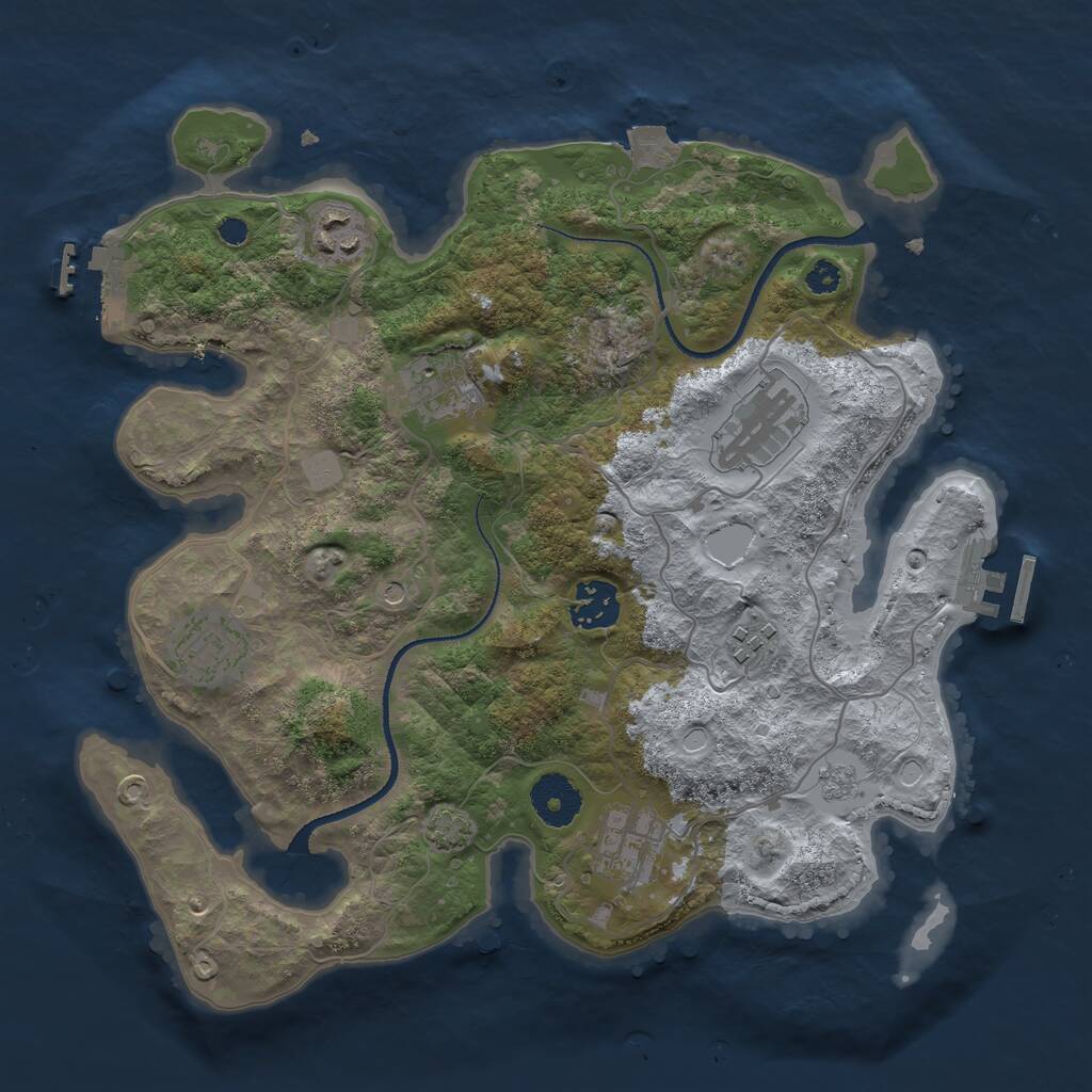 Rust Map: Procedural Map, Size: 3250, Seed: 104, 13 Monuments