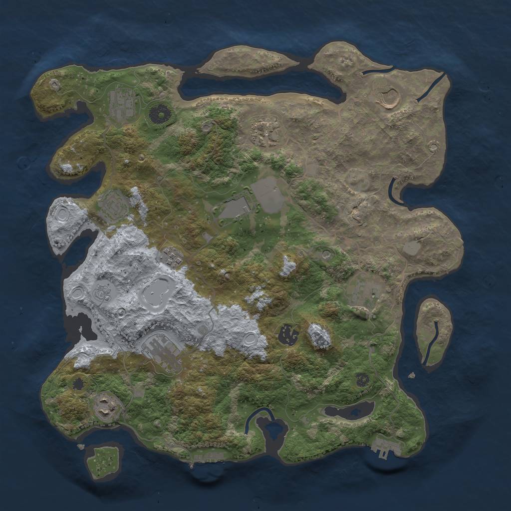 Rust Map: Procedural Map, Size: 3750, Seed: 1339494881, 19 Monuments