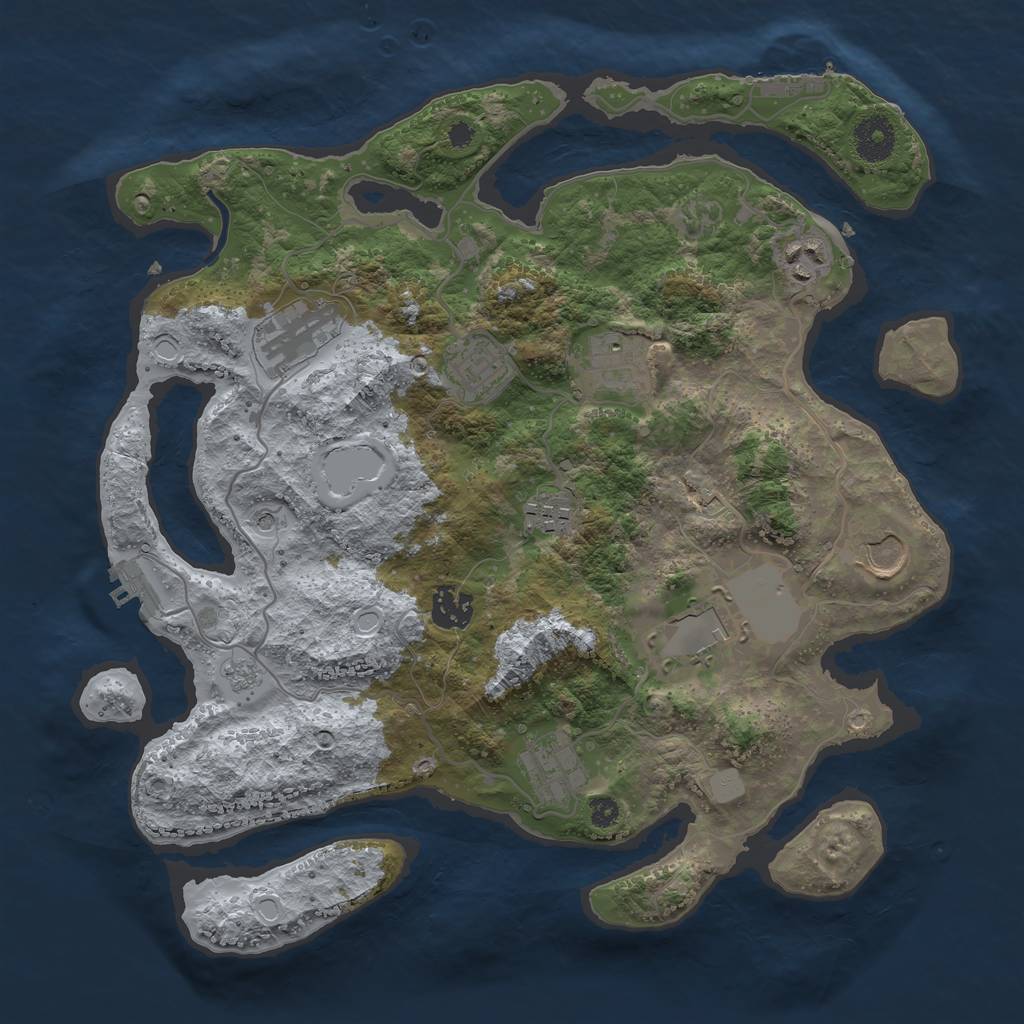 Rust Map: Procedural Map, Size: 3500, Seed: 7458749, 18 Monuments