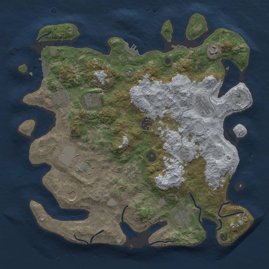 Rust Map: Procedural Map, Size: 3850, Seed: 87866773, 19 Monuments
