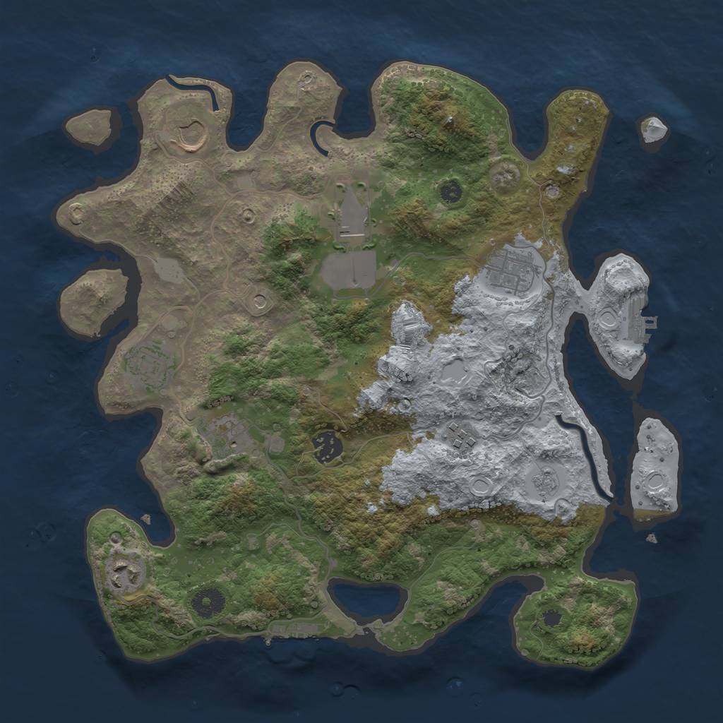 Rust Map: Procedural Map, Size: 3500, Seed: 2025233170, 17 Monuments