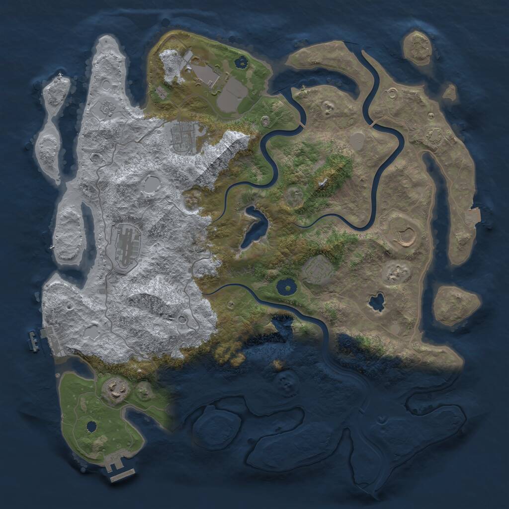 Rust Map: Procedural Map, Size: 4000, Seed: 71551, 12 Monuments