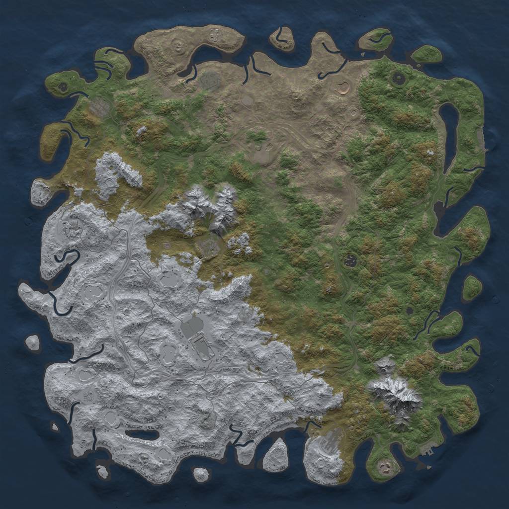 Rust Map: Procedural Map, Size: 6000, Seed: 21429913, 20 Monuments