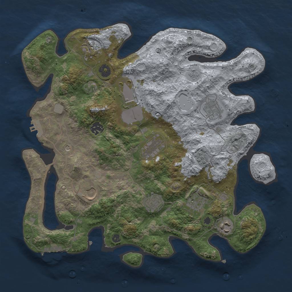 Rust Map: Procedural Map, Size: 3550, Seed: 279822, 19 Monuments