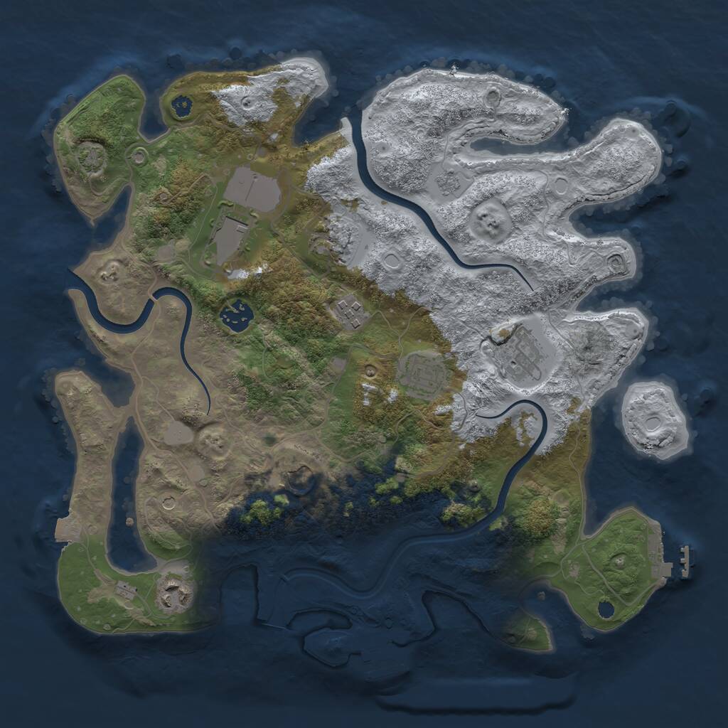 Rust Map: Procedural Map, Size: 3550, Seed: 279822, 14 Monuments
