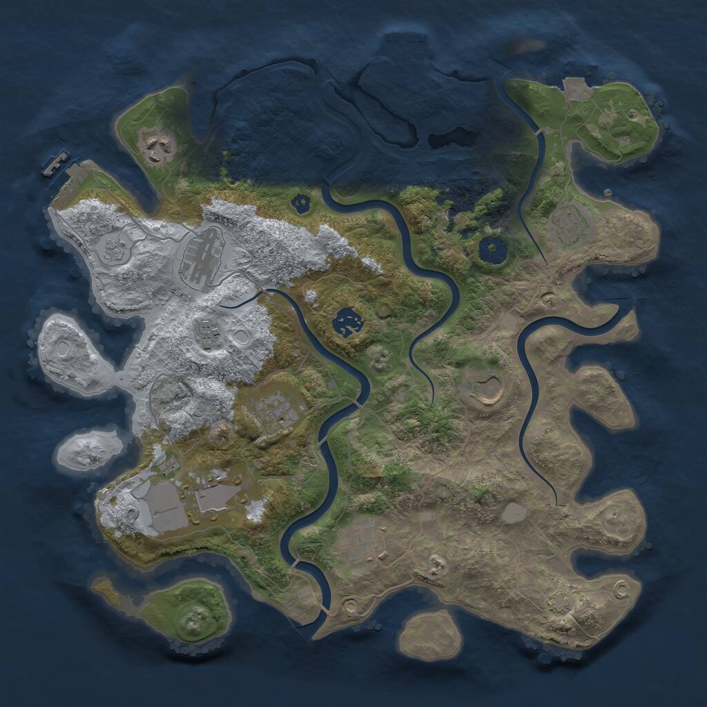 Rust Map: Procedural Map, Size: 3700, Seed: 1733446535, 15 Monuments