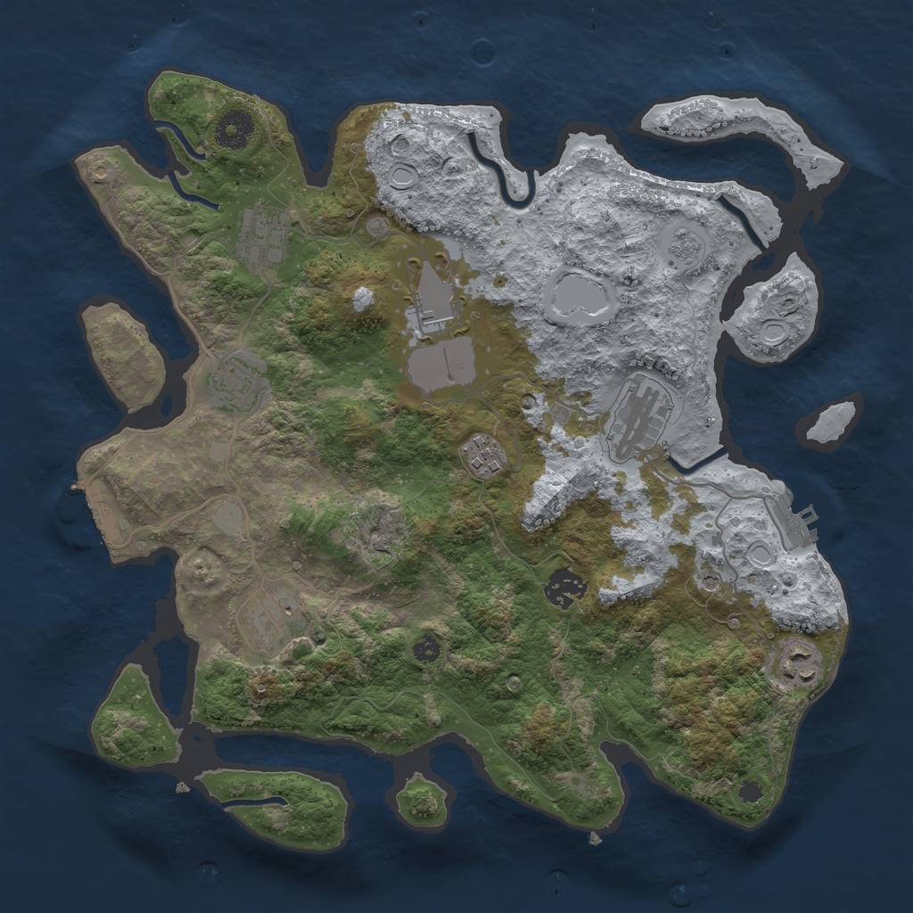 Rust Map: Procedural Map, Size: 3500, Seed: 632833676, 17 Monuments