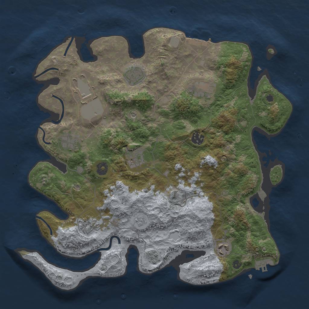 Rust Map: Procedural Map, Size: 3620, Seed: 993459, 18 Monuments