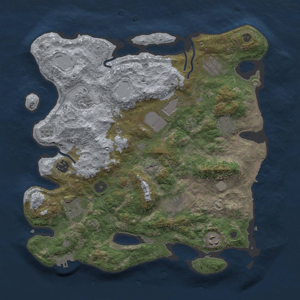 Rust Map: Procedural Map, Size: 3750, Seed: 675790482, 18 Monuments