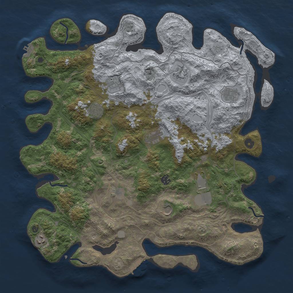 Rust Map: Procedural Map, Size: 4500, Seed: 41370442, 20 Monuments