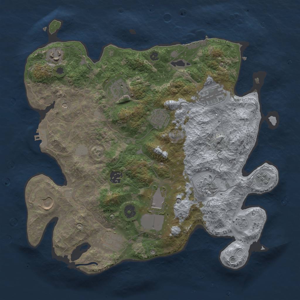 Rust Map: Procedural Map, Size: 3500, Seed: 1393560962, 19 Monuments