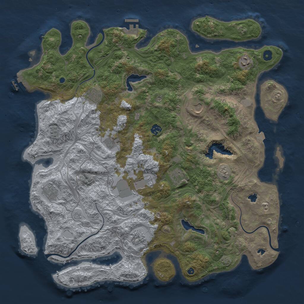 Rust Map: Procedural Map, Size: 4500, Seed: 486178541, 16 Monuments
