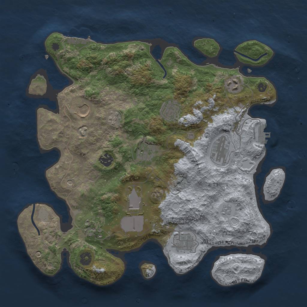 Rust Map: Procedural Map, Size: 3500, Seed: 804570713, 19 Monuments