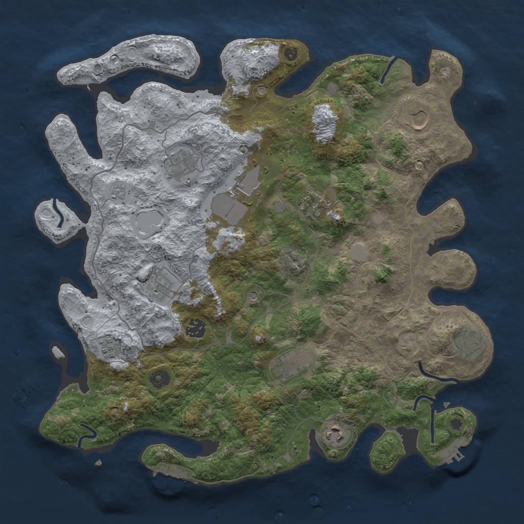 Rust Map: Procedural Map, Size: 4000, Seed: 867385, 19 Monuments