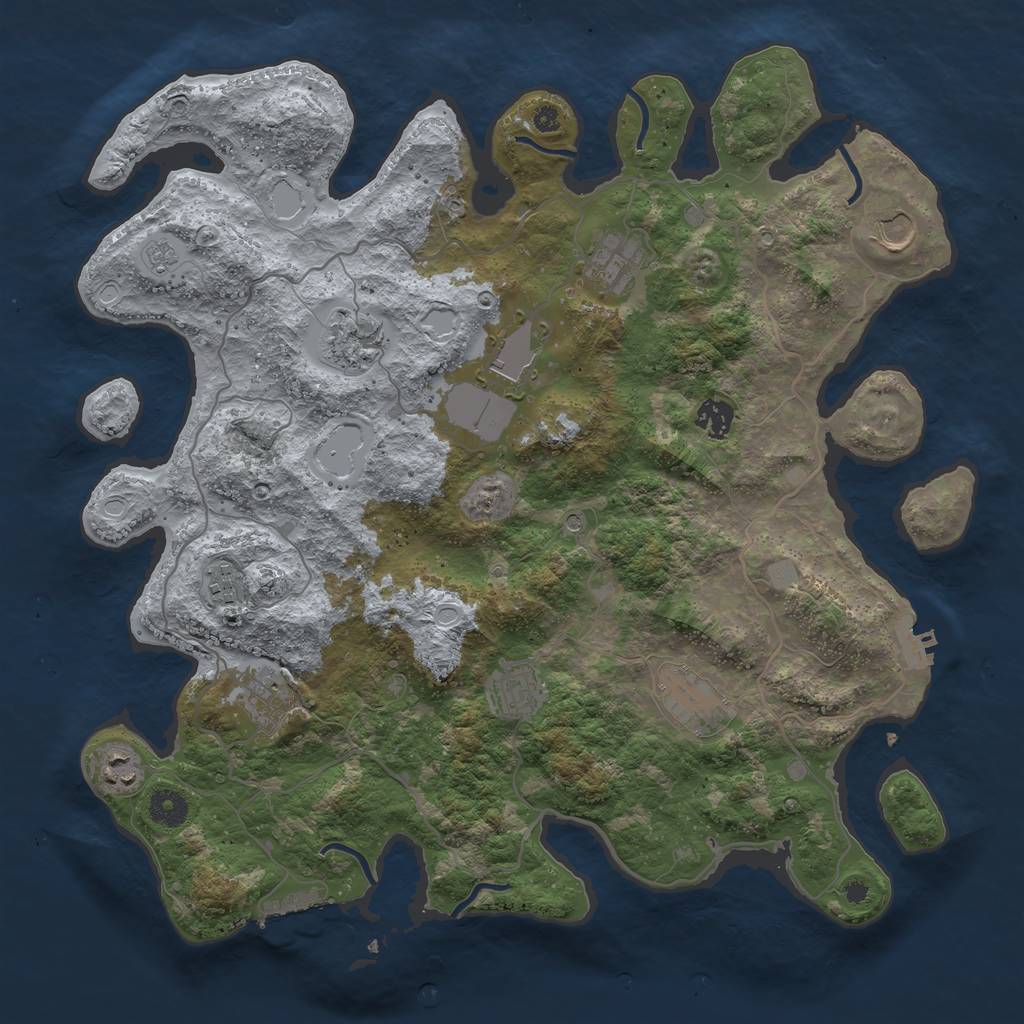 Rust Map: Procedural Map, Size: 4000, Seed: 971561390, 17 Monuments