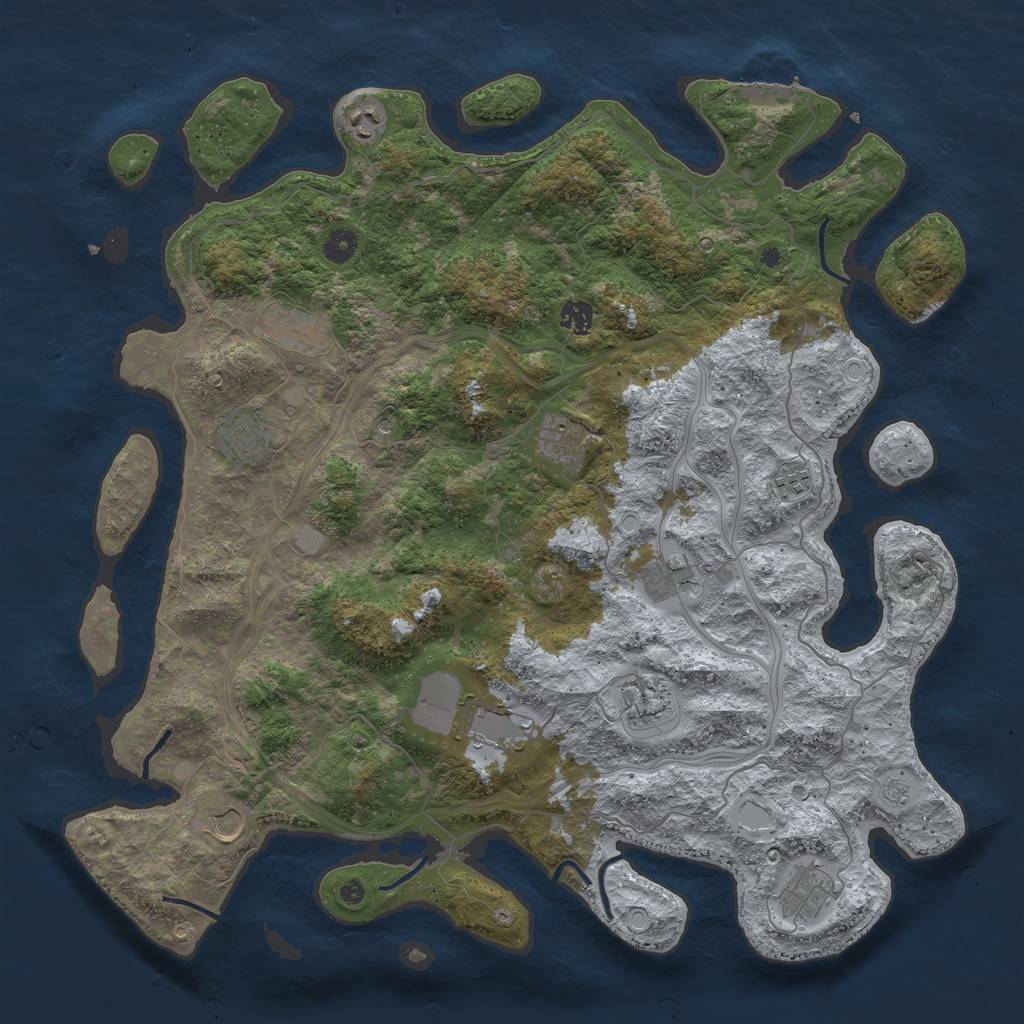 Rust Map: Procedural Map, Size: 4500, Seed: 927109733, 19 Monuments