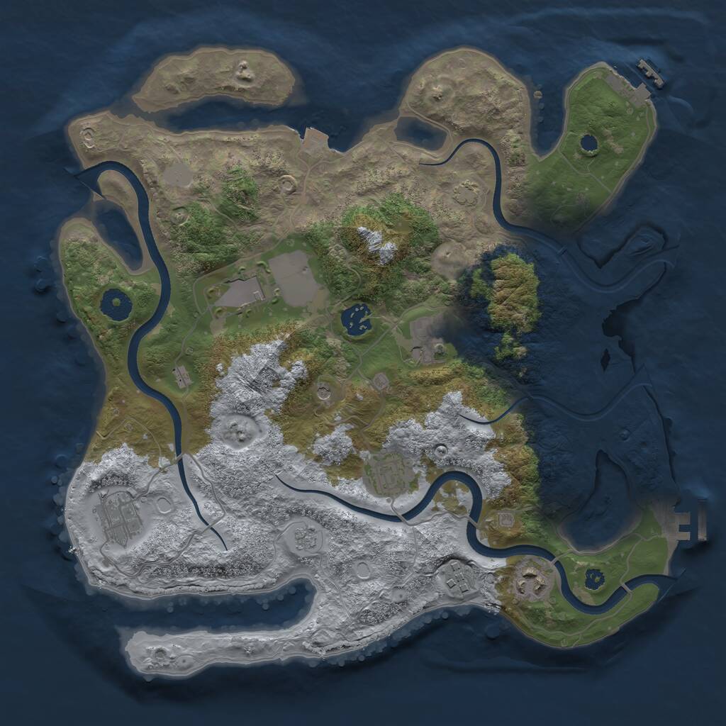 Rust Map: Procedural Map, Size: 3500, Seed: 219865397, 13 Monuments