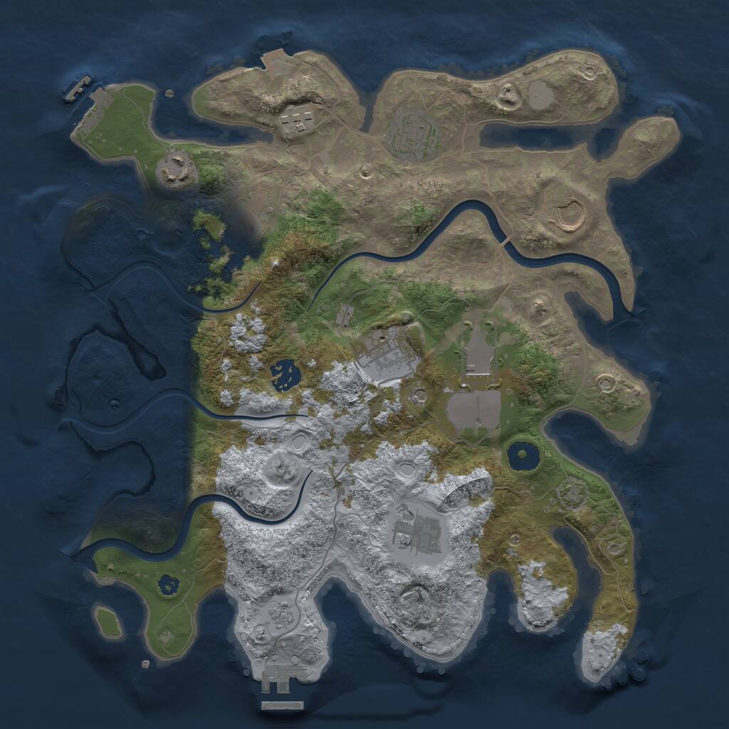 Rust Map: Procedural Map, Size: 3500, Seed: 92308549, 15 Monuments