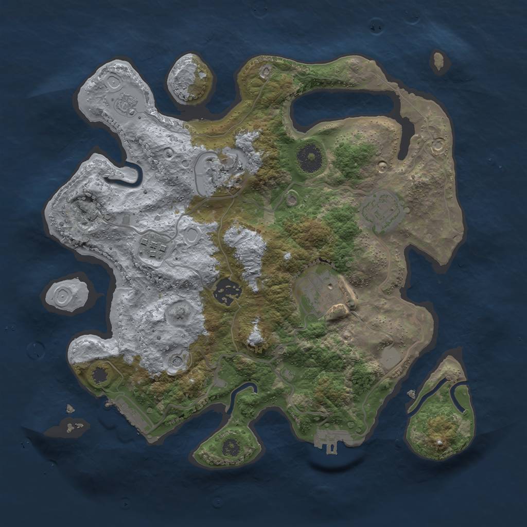 Rust Map: Procedural Map, Size: 3000, Seed: 9497, 14 Monuments