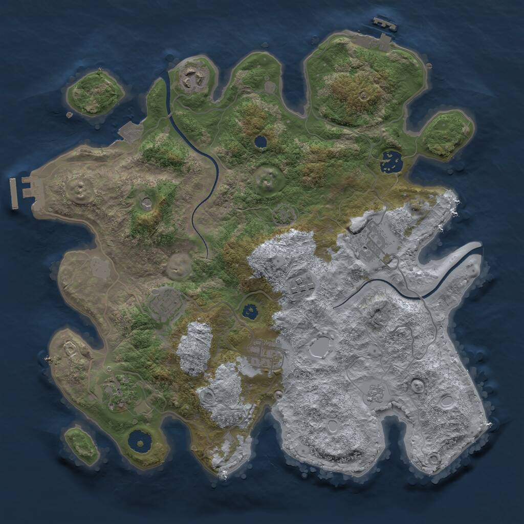 Rust Map: Procedural Map, Size: 3400, Seed: 1830854926, 13 Monuments