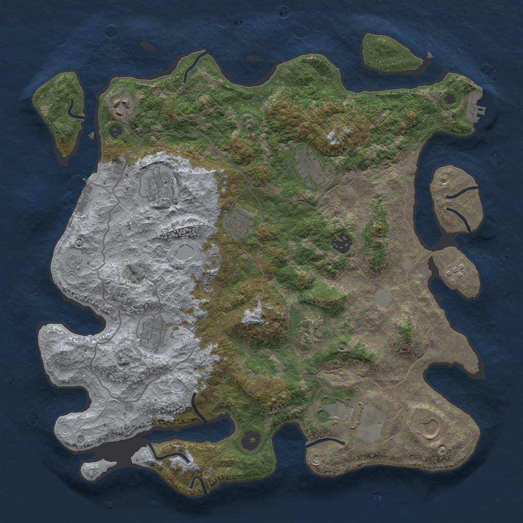 Rust Map: Procedural Map, Size: 4000, Seed: 992208, 19 Monuments